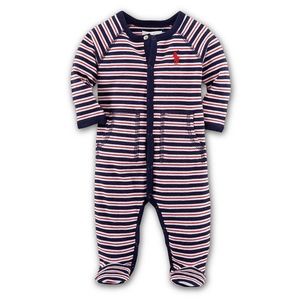 RALPH LAUREN BOYS' INTERLOCK STRIPED FOOTIE